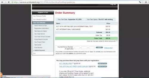 ACT考試支付流程